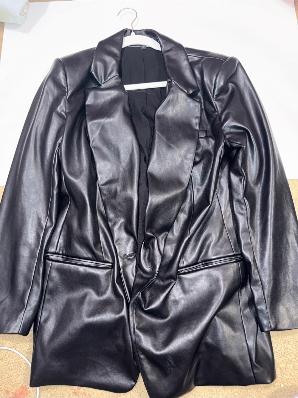 Express Black Faux Leather Blazer Jacket
